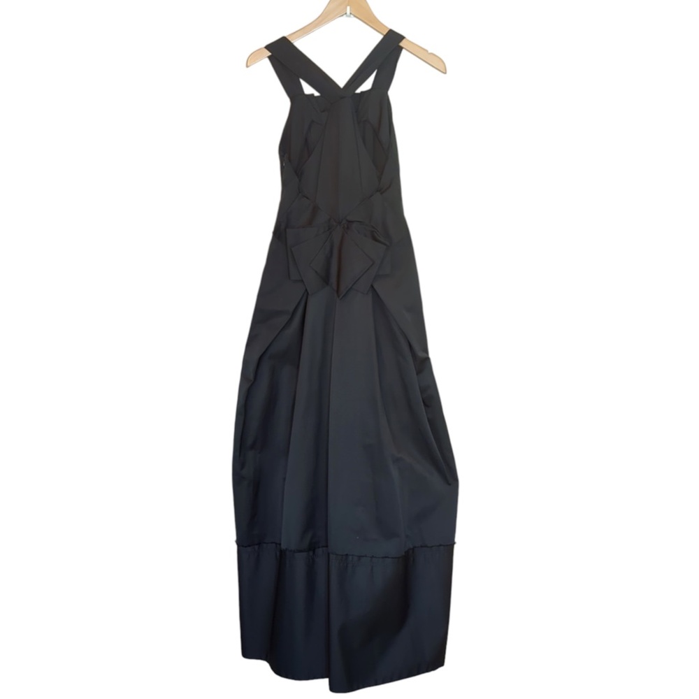 BCBGMaxAzria Long Black Sleeveless Full Maxi Dress Gown Back Bow - Picture 6 of 15